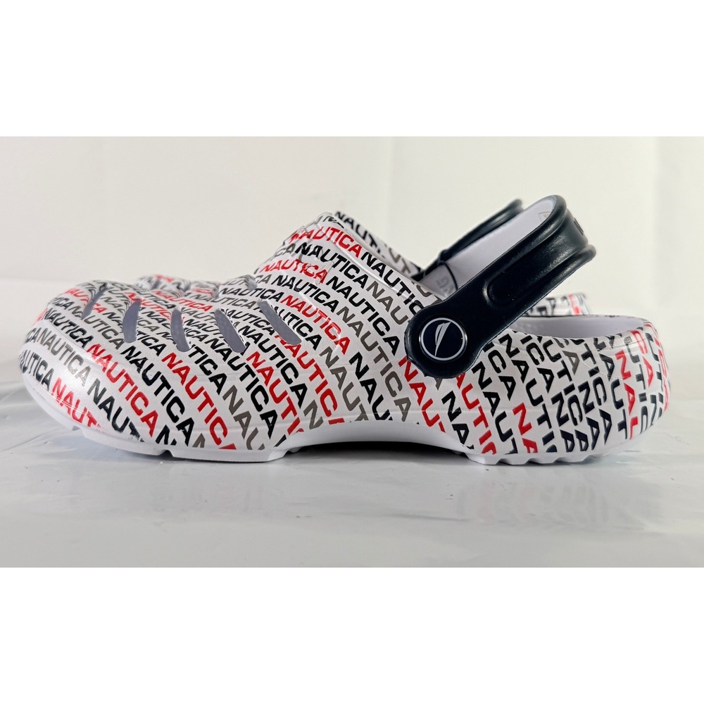 Nautica Kids River Edge Youth Clogs White Americana Logo Size 4 Slip‎ On Sandals